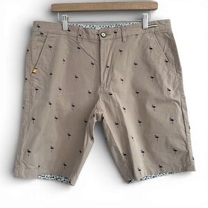 Denim & Flower Tan Flamingo Print Shorts